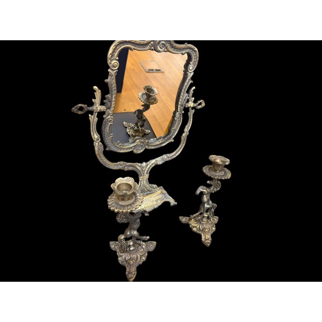 Handmade Brass Horse Mirror Set For Sale - Image 11 of 18