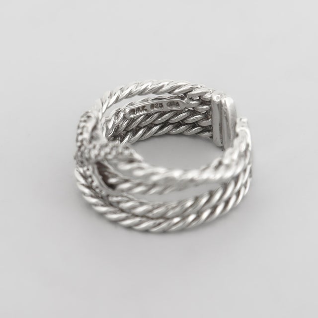David Yurman Sterling Silver & Diamond Crossover X Ring For Sale - Image 15 of 15