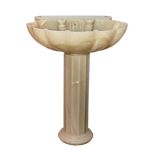 Traditional Sherle Wagner Green Onyx Shell Pedestal Sink For Sale - Image 3 of 3