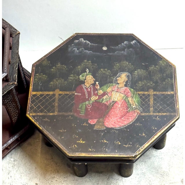 Wood Rare Anglo-Indian Painted Pagoda with Original Miniature-Decorated Stand For Sale - Image 7 of 18