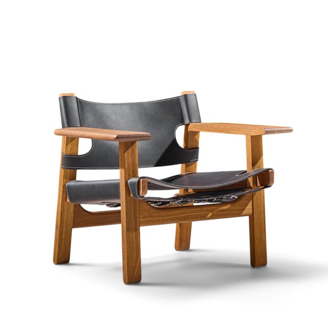 Fredericia Stolefabrik Børge Mogensen for Fredericia Mid Century Oak and Leather Spanish Chairs - Pair For Sale - Image 4 of 13