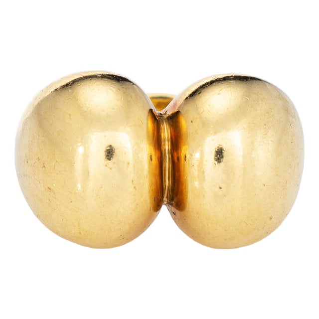 Scarce Cartier Spain 70s Sculptural Dome Ring Vintage Sz 5 18k Yellow Gold For Sale