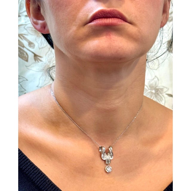 Vintage 2.55 Ct Diamond Solitaire Diamond 0.90 Ct Pendant in 14 K White Gold For Sale - Image 14 of 18