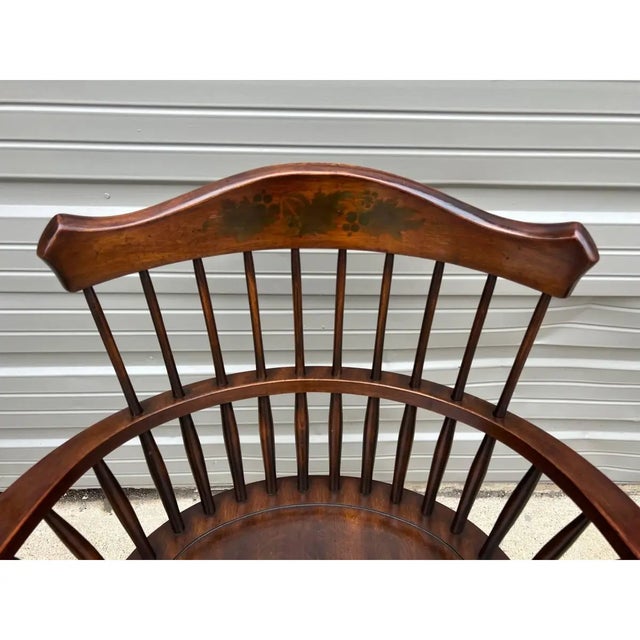Pair of Vintage Hitchcock Style Solid Wood Windsor Open Armchairs. For Sale In Washington DC - Image 6 of 12