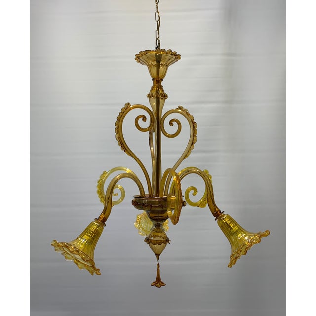 Vintage Murano Glass Chandelier attributed to Galliano Ferro, Italy, 1930s For Sale - Image 8 of 10