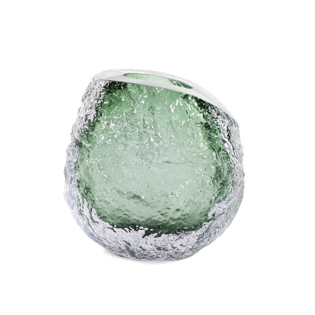 Emerald Crystalized Glass Vase- Small For Sale - Image 9 of 11