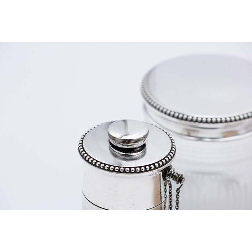 Toiletry Set in Silver and Cut Glass with Fluting at the Top, Set of 12 For Sale - Image 4 of 8