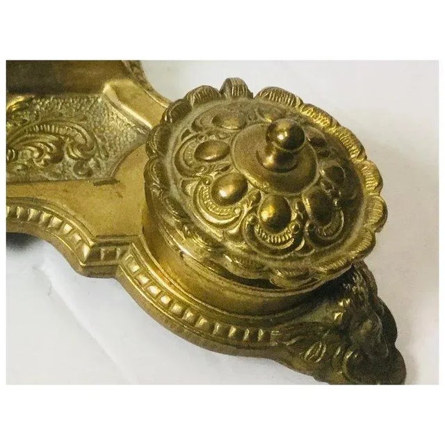 1910s Antique Brass Double Inkwell Signed “brevettato” For Sale - Image 5 of 10