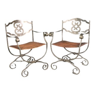 Pair of Iron Armchairs For Sale