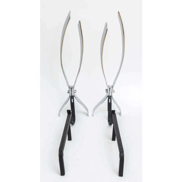 Abstract Andirons Style Danny Alessandro Nickel-Plated For Sale - Image 3 of 10