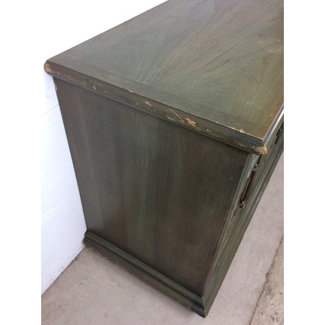 Stanley Furniture Mid Century Modern Jade Credenza With Unique Brass Hardware For Sale - Image 4 of 18