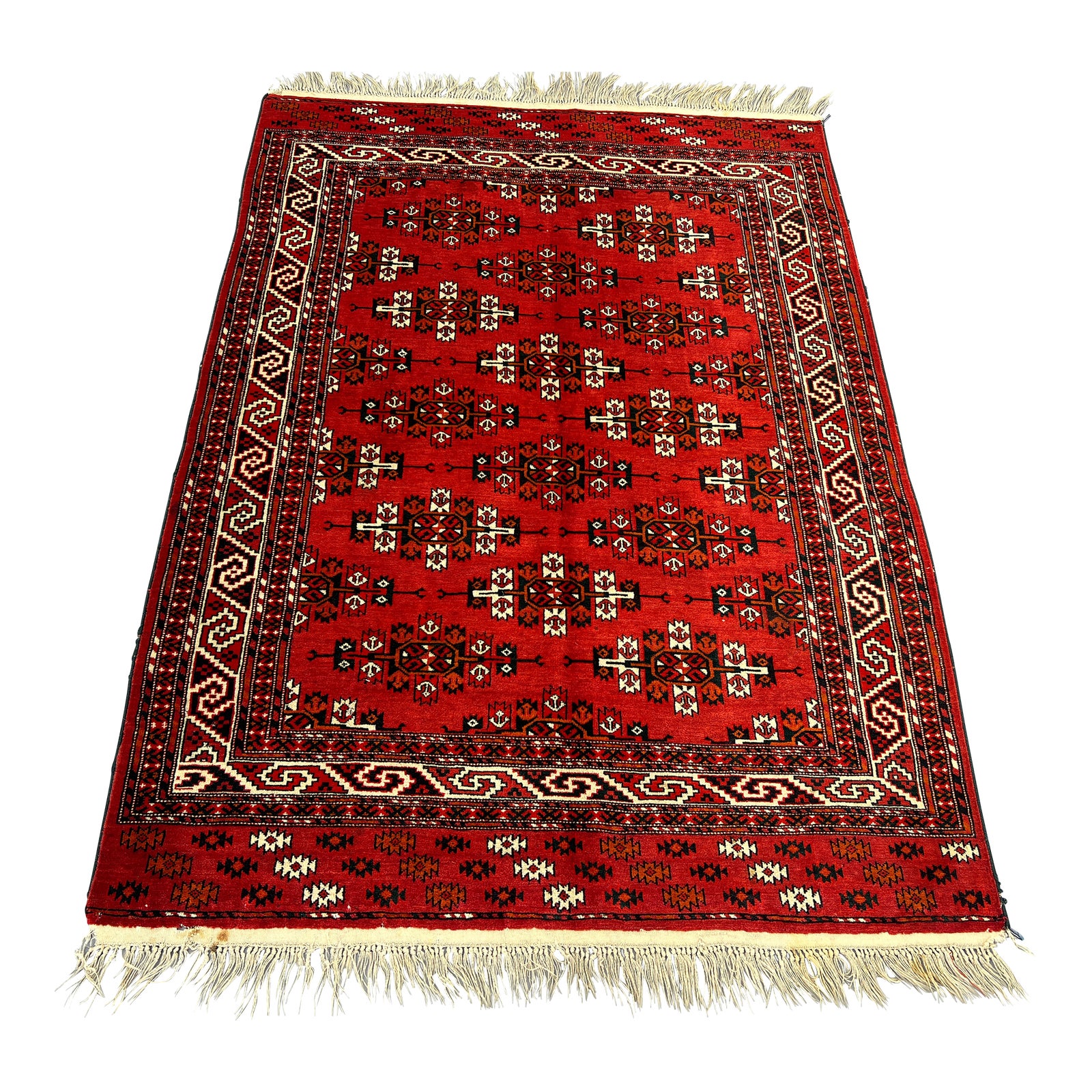 Turkmen Yamut Hand-Knotted Rug – Fine Wool Weave, Rich Red Tribal ...