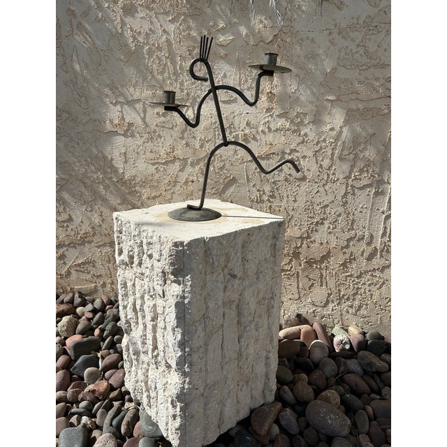 90s Handmade Squiggly Metal 2 Candle Man Holder Chairish