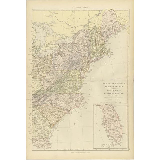 These two maps from the 1882 Blackie Atlas provide a detailed view of the eastern half of the United States, highlighting...