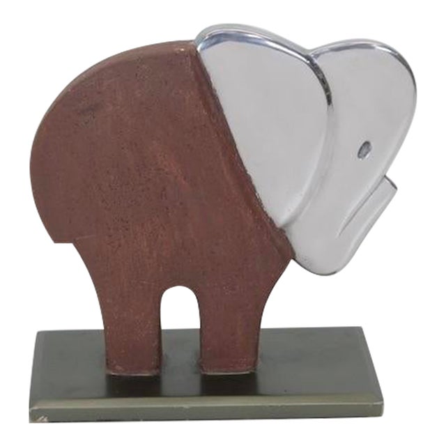 Mid Century Chrome & Polystone Elephant Statue For Sale