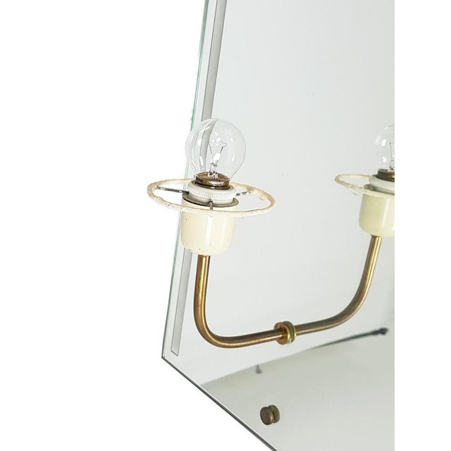 Large Italian Wall Mirrored Sconces with Dark Green Shades, 1950s, Set of 2 For Sale - Image 9 of 14