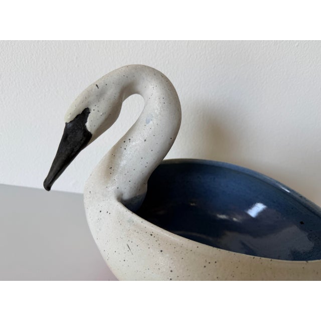 1980’s Vintage Handmade Ceramic Swan Bowl or Planter, Signed For Sale - Image 11 of 12
