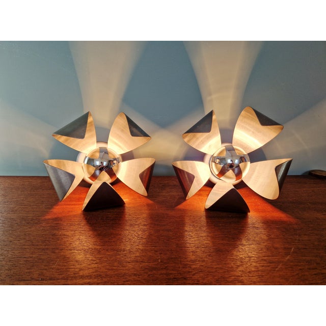 Space Age Chrome Metal Wall Sconces, 1970s, Set of 2 For Sale - Image 11 of 13
