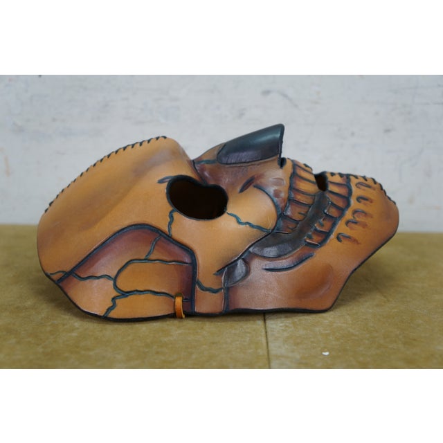 Late 20th Century Leather Skull Face Mask Day of the Dead Carnival Mardi Gras Halloween For Sale - Image 5 of 12