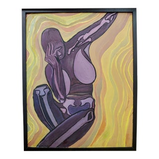 1960s Abstract Nude Painting on Board, Framed For Sale