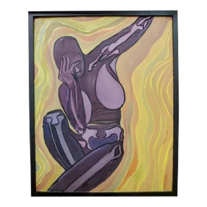 1960s Abstract Nude Painting on Board, Framed