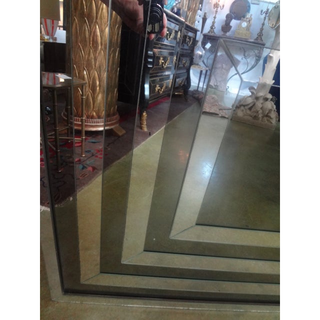 Glass Mid Century Modern Geometric Mirror For Sale - Image 7 of 9