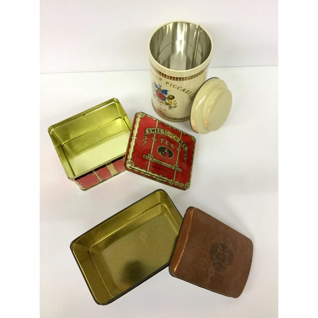 Chinese Vintage Tin Tea Canisters - Set of 3 For Sale - Image 3 of 11