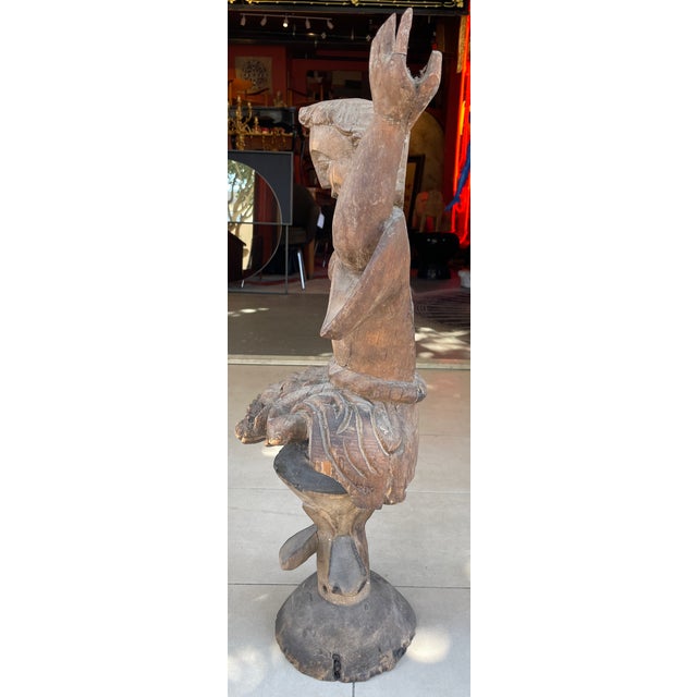 Spanish 1940s Hand-Carved Wooden Religious Sculpture Fragment For Sale - Image 3 of 8
