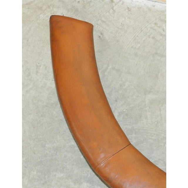 Antique Victorian Demi Lune Brown Leather Club Fender with Pierced Metal, 1880s For Sale - Image 6 of 18