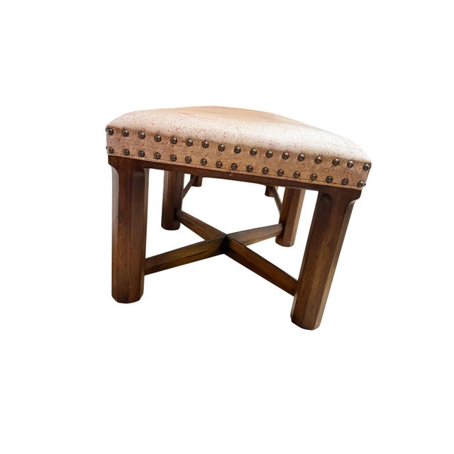 Mid-Century Modern Thomas O'Brien Century Rustic Speckled Cork Wood Trestle Bench For Sale - Image 3 of 15