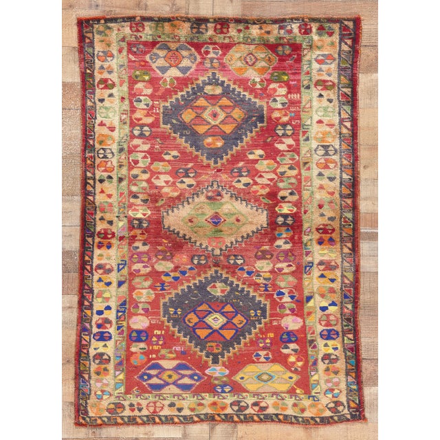 Mid 20th Century Vintage Persian Shiraz Rug - 03'05 X 04'11 For Sale - Image 9 of 9