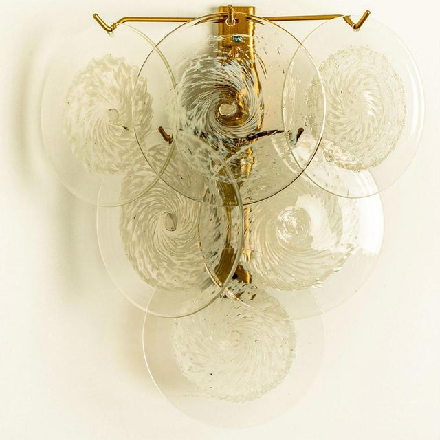 Glass Disc Wall Lights attributed to Vistosi, Italy, 1960s, Set of 2 For Sale - Image 4 of 16