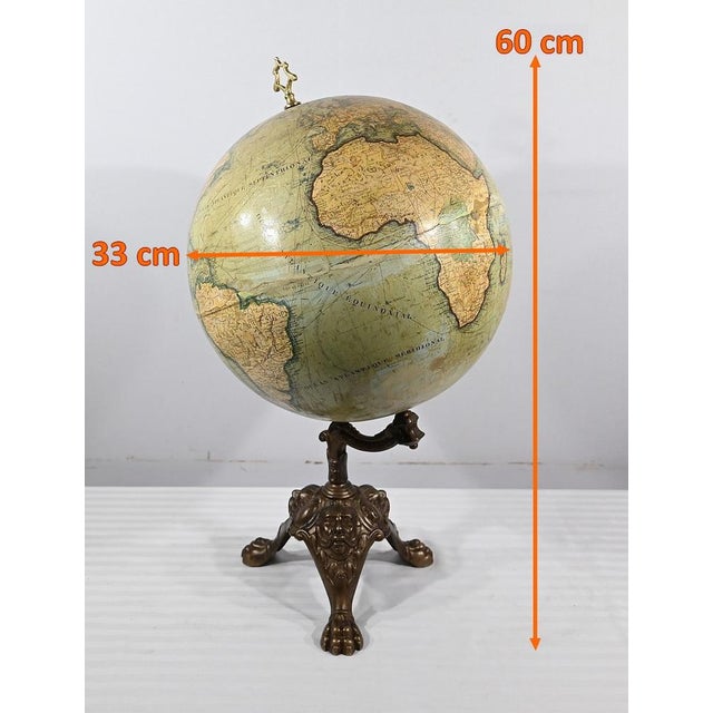 Lithographed and Cast Iron Terrestrial Globe For Sale - Image 18 of 18