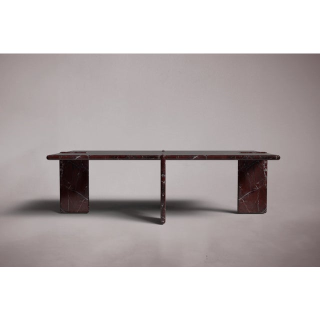 Postmodern Luna Rectangular Elazig Cherry Marble Coffee Table 55" For Sale - Image 3 of 5
