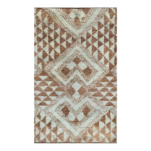 1990s Handwoven Moroccan Tribal Area Rug 3x5 For Sale