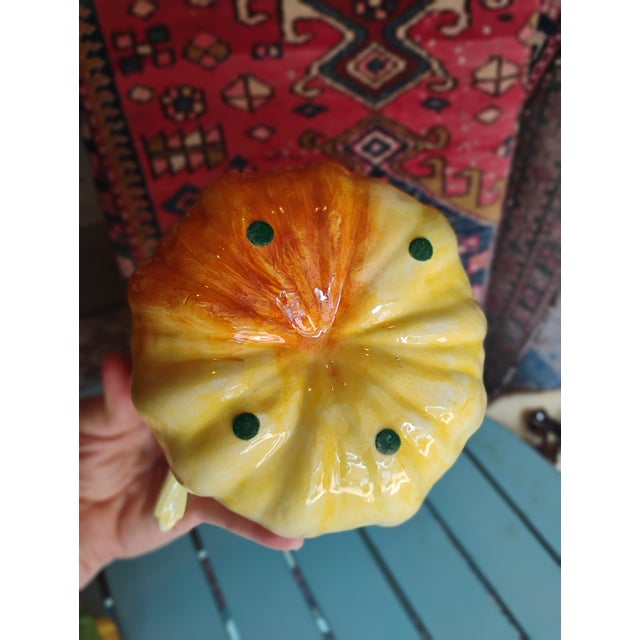 Mid-Century Modern Vintage Ceramic Pumpkin Tureen With Ladle For Sale - Image 3 of 6