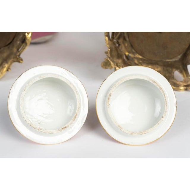 Painted Porcelain Vases with Gilded Bronze Mounts, 19th Century, Set of 2 For Sale - Image 9 of 10