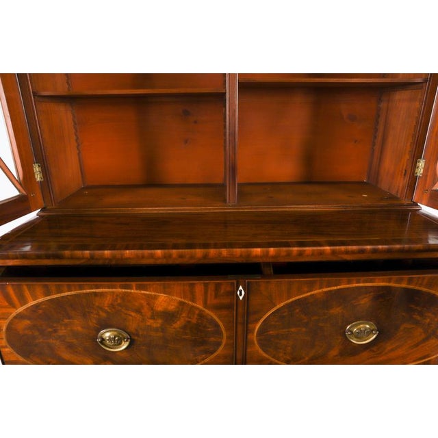 Antique George III Inlaid Flame Mahogany Secretaire Bookcase, 1815 For Sale - Image 17 of 18