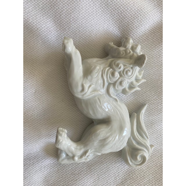 Asian Vintage Blanc De Chin Foo Dog Statue For Sale - Image 3 of 9