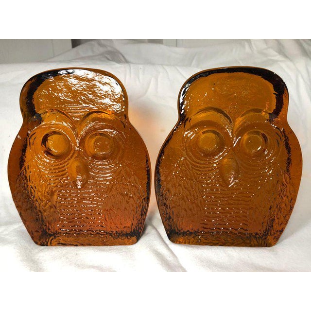 Blenko Amber Glass Owl Bookends A Pair Chairish Make an offer on the perfect piece today!