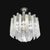 Mid-Century Modern chandelier with frosted and clear Lucite prisms. In working condition; it uses 9 chandelier bulbs....
