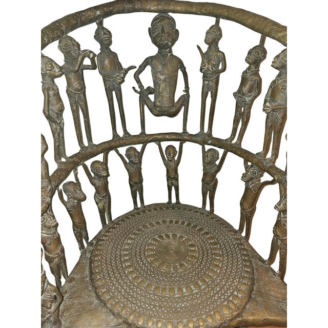 1940s Handcrafted African Bronze Throne Chair From Cameroon For Sale - Image 5 of 7
