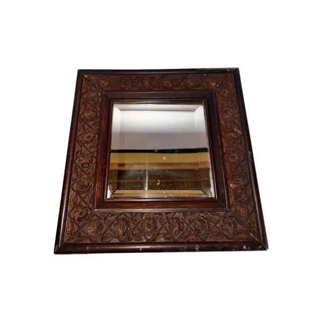 Late 19th Century Antique Victorian Hand-Carved Oak Beveled Mirror - With Original Provenance For Sale - Image 5 of 10