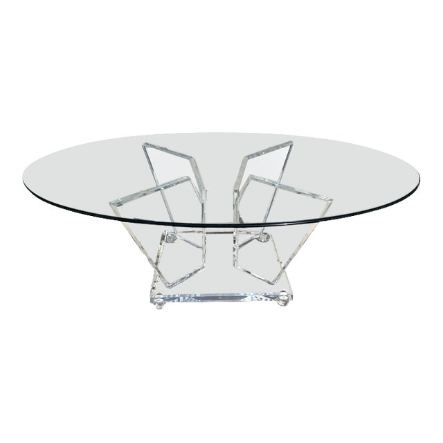 Late 20th Century Glass-Top Table on Acrylic Base For Sale