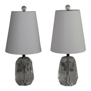 Pair of Mid 20th Century Petite Cut Crystal Lamps
