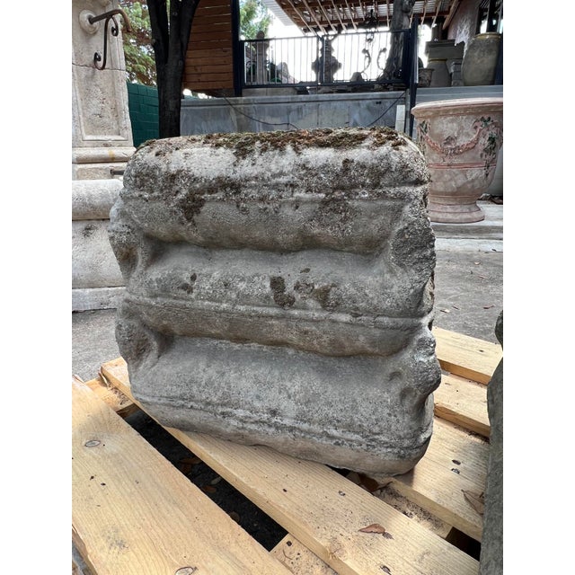 Stone Pair of 1970s Cement Garden Pillow Stack Seats From France For Sale - Image 7 of 11