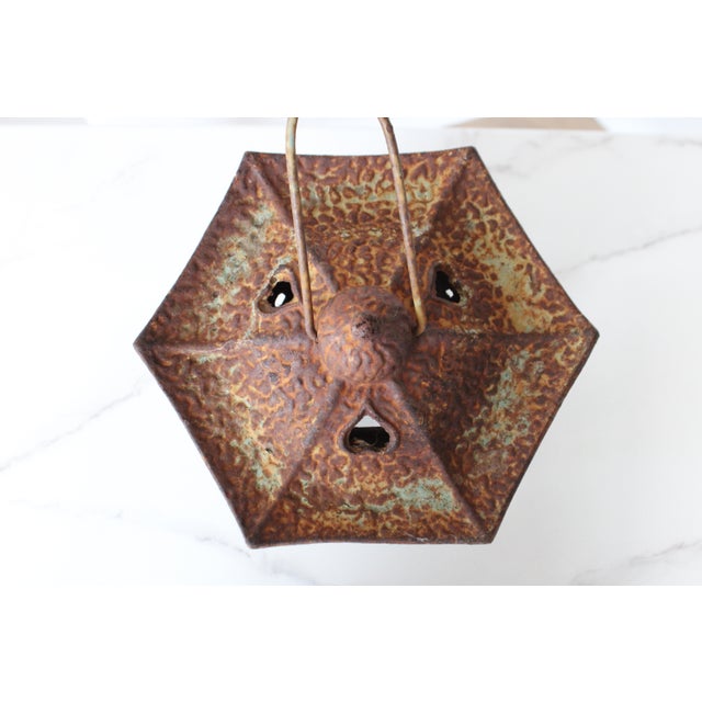 1940's Japanese Iron Candle Lantern, Hand-Crafted Japonisme For Sale - Image 4 of 6