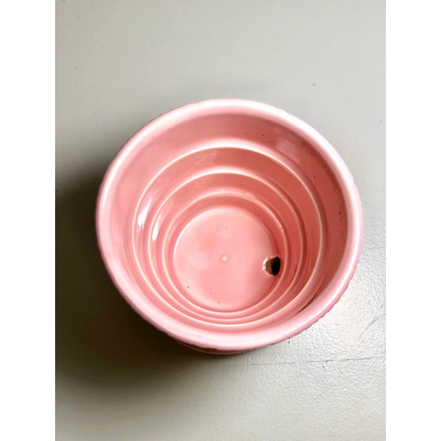 Ceramic McCoy Pottery Small "Pink" Mid-Century Flowerpot and Saucer For Sale - Image 7 of 10