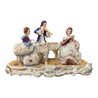 Muller Volksted Porcelain, 3 Figures, Piano, 1907-1949 For Sale