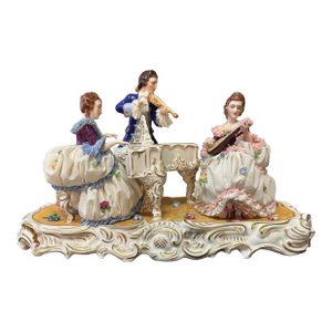 Muller Volksted Porcelain, 3 Figures, Piano, 1907-1949
